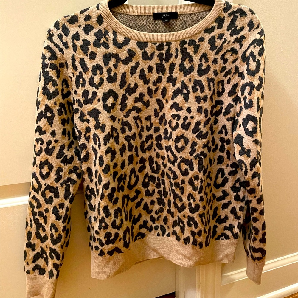 J Crew merino wool blend cheetah sweater
